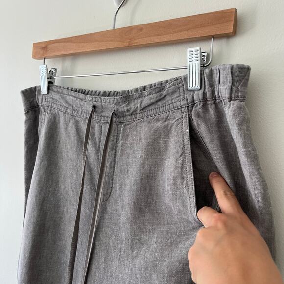 J. Jill Love Linen Gray Taupe Drawstring Relaxed Fit Ankle Pull On Pants Small - Picture 10 of 10